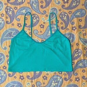 BLUSH Green Ribbed Bralette